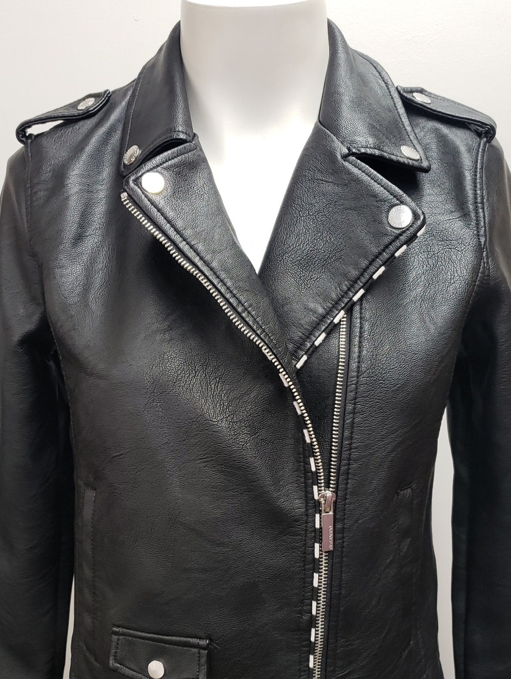 Bernardo Faux Leather Moto Jacket Big Girl Size 14/16 Black